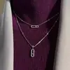 Comércio Exterior Transfronteiriço para broches com zircônia microincrustada colar de camada dupla feminino versátil para usar em camadas nicho moda joias de alta qualidade