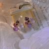 "Jardim Ito na Lua" Roxo Suave Retro Elegante Elegante Nicho Elegante Flor Ametista Brinco Brinco Clipe de Orelha