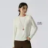 Camiseta Básica de Lã Tencel com Gola Redonda para Mulheres, Camiseta Elegante de Manga Longa, Malha Lisa para Outono e Inverno, Amiga da Pele, Slim Fit para Mulheres