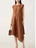 Vestido Irregular sin Mangas para Mujer, Gama Alta, Corte Holgado, Adelgazante, Tallas Grandes, Mismo Estilo que Issey Miyake, Ropa de Mujer Plisada
