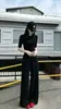 Conjunto combinando super bonito, um conjunto completo, esportivo casual, cintura alta, modelador, manga curta preta, calça pantalona, conjunto de duas peças, feminino, verão