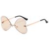 Gafas de Sol de Fiesta de Amor sin Montura Transfronterizas 2022 Moda Retro Europea y Americana Amor Personalizado Gafas de Sol Metálicas para Mujer