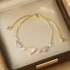 Nuevo Pulsera de Corazón de Circonita y Nácar Estilo Chino para Mujer, Lujo Ligero, Gama Alta, Moderna, Versátil, Pulsera Ajustable de Cordón