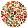 50 Piezas de Pegatinas de la Serie de Regalos Navideños Más Vendidas Transfronterizas, Pegatinas Decorativas Impermeables Estilo Retro para Botellas de Agua y Computadoras
