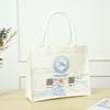 Bolsa de lona con logotipo personalizado, bolsa de compras portátil de lona de gran capacidad, bolsa de compras de hombro estampada a la moda para mujer