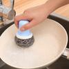 KM bola de limpeza de aço inoxidável destacável com alça de cozinha piso de descontaminação escova de lavagem de louça escova de aço bola de arame de aço