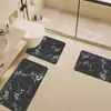 Tapete de vaso sanitário em forma de U fácil de limpar, tapete de piso de mármore absorvente de luxo de terra de diatomáceas para banheiro, à prova de respingos, conjunto de três peças resistente à sujeira