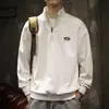 Moletom Esportivo Tendência Estilo Americano para Homens, Novo Top Masculino Primavera e Outono 2025, Moletom Solto com Meio Zíper e Gola Reversível para Homens