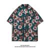 Nueva Camisa de Flores Hawaianas para Hombre Estilo Retro Hong Kong Holgada Estilo Hong Kong Vacaciones en la Playa Floral de Manga Corta Moderna para Parejas