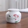 Miniatura Cerámica Pequeño Recipiente para Té Portátil Sellado Tarro de Almacenamiento para Polvo de Incienso y Ungüento, Caja de Empaque Vacía para Té Verde, Universal