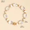 Pulsera de Perlas de Agua Dulce Naturales para Niñas Diseño de Nicho de Alta Gama Estilo Girly Joyería de Pulsera de Cristal Blanco
