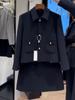 Viento Hermana Real Mayor Sentido Familia Rica Hija Oro Invierno Viaje Diario Traje Profesional Chaqueta Negra Falda Traje de Dos Piezas Mujer
