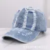 Nueva Gorra de Béisbol de Mezclilla Vintage Rasgada y Lavada Estilo Coreano para Mujer, Gorra de Sol de Ala Ancha de Verano Que Hace Que la Cara Se Vea Más Pequeña