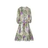 Despertando o Espírito das Flores de Íris, Refrescando a Mente, Projetado com Mangas de Lanterna Micro, Vestido Soltinho para Mulheres Mlsq66845
