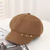 Boina de pico de pato para otoño e invierno, sombrero octagonal estilo coreano, gorra de pintor newsboy retro británica para adelgazar el rostro de mujer
