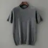 Suéter de Lana Pura para Hombre de Principios de Otoño, Manga Corta, Cuello Redondo de Alta Gama, Camiseta de Color Sólido, Suéter de Punto Fino para Hombres Jóvenes y de Mediana Edad