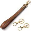 2025 Lanyard Popular para Celular Chaveiro de Metal Pulseira para Pen Drive Corda de Mão de Couro PU Cordão Curto de Couro para Homens