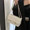 Bolsa Feminina Nova Estilo Primavera e Outono no Atacado, Pequena Bolsa de Corrente de Tweed Estilo Chanel, Bolsa de Ombro Transversal de Alta Qualidade, Pequena Bolsa Quadrada