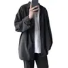 Camisa Longa Preta de Verão Estilo Japonês Fluida para Homens, Tendência Solta Versátil para Casal Estilo Harajuku Bf Camisa de Fada