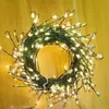 Luces de Cadena Solares 8 Modos Luces LED de Petardo Cable de Cobre Iluminación Decorativa para Árbol de Navidad para Ambiente Festivo