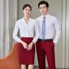 Camisas de Otoño con Cuello en V al por Mayor para Hombres y Mujeres, Camisas Blancas Profesionales, Uniformes de Trabajo para Meseros de Hotel, Uniformes de Auxiliar de Vuelo