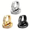 Comercio exterior transfronterizo populares Aretes de botón de moda de acero de titanio con piedra blanca incrustada de diamantes aretes de acero inoxidable joyería para hombres y mujeres hebilla para la oreja