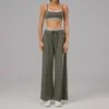 Conjunto de Yoga Duas Peças para Mulheres com Estampa de Bolinhas e Detalhe em Cor Contrastante, Costas Cruzadas, Top Regata e Calça Wide Leg com Caimento