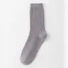 Calcetines de vestir para hombre, otoño e invierno, tejido de doble aguja, color liso, mezcla de algodón, longitud hasta la pantorrilla, absorbentes de sudor y transpirables, adecuados para ropa formal