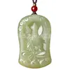 Colgante de Jade Afgano Natural Ksitigarbha al por mayor para Hombres, Colgante Bodhisattva de Jade Verde y Blanco, Collar Buda del Año de Nacimiento, Adorno de Jade