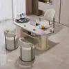 Mesa de Chá de Ardósia para Varanda na Cor Creme para Uso Doméstico na Sala de Estar, Luxo Leve Moderno com Toque de Alto Padrão, Conjunto de Mesa de Chá e Cadeiras em Cores Quentes