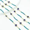 Cadena de cristal con ojo de diablo de piedra natural transfronteriza, chapada en cobre que conserva el color, cadena hecha a mano DIY para pendientes, pulseras, collares y otras joyas