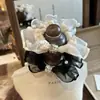 Elástico de Cabelo de Renda Nova de Malha Dongdaemun Coreano, Estiloso e Luxuoso com Strass Brilhantes e Cordão de Cabelo com Miçangas para Rabo de Cavalo