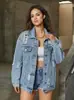 Jaqueta Jeans Feminina da Fábrica Original Personalização: Processamento em Lotes Pequenos ODM com Desenhos e Amostras