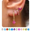 Pendientes de aro de cartílago transfronterizos de Amazon, pendientes de piedra de nacimiento, conjunto de pendientes multicolor de moda y simple para mujer