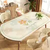 Mantel individual ovalado de cuero para mesa de comedor, impermeable, a prueba de aceite, resistente al calor, mantel aislado, lujo ligero, sensación de alta gama, protector plegable para mesa redonda