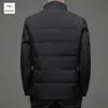 Jaqueta Puffer Casual Masculina Nova para o Inverno de 2025 com Gola Alta, Penugem de Pato Branca, Casaco de Penas Quente para Homens de Meia-Idade