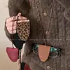 Otoño e Invierno Estampado de Leopardo Piel Multifuncional Clip para Gafas de Sol Cadena para Gafas Almacenamiento Collar Cordón para Mujer Cadena para Suéter Accesorio