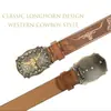 Cinturón de Mezclilla West Transfronterizo Vintage Tauro Repujado Juventud Clásico Unisex para Hombre Cinturón de Cuero Repujado Punk