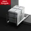 Cubo de basura empotrado para gabinete de cocina, cubo doble para residuos de cocina, cesta extraíble para el hogar con tapa, cubo de clasificación oculta para limpieza