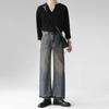 Jeans Americanos Retro Desgastados Estilo Coreano Pantalones Holgados para Hombre Primavera y Otoño Lavado Artesanal Pesado Agua Pantalones Rectos
