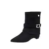 Botas Martin de bico fino, com sola plataforma e que aumentam a altura, para mulheres, nova coleção de outono 2026, botas curtas para mulheres baixinhas