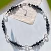 Guofeng Vintage Gradiente Tamanho Natural Branco Cristal Preto Onyx Clavícula Corrente Colar