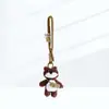 Chaveiro Pingente Decorativo Urso Fofo DIY Feito à Mão com Cordão Marrom para Carro e Celular