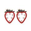 Brincos de fruta fresca pequenos brincos bonitos de morango vermelho menina temperamento doce brincos de strass