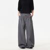 Pantalones de Trabajo Casuales de Moda Estilo Americano para Hombres y Mujeres, Corte Holgado, Pantalones Largos Rectos de Pierna Ancha Color Gris Vintage