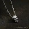 Acero Inoxidable Colgante Punk Joyería Retro Accesorios DIY Plata Tibetana Calavera Cabeza de Fantasma Hip-Hop Agujero Grande Accesorio Collar