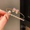 Pulsera Abierta con Lazo de Circonita Estilo Francés, Moderna y Versátil, Pulsera Suave y Elegante, Joyería de Lujo Ligero de Alta Gama al por Mayor