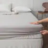 Lençol de Elástico Cor Sólida Luxo Leve de Alta Qualidade Estilo Hotel Algodão de Fibra Longa Peça Única Cobertura de Cama de Cetim 100% Algodão para Dormir Diretamente no Colchão