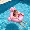 Nuevo anillo de natación inflable con lentejuelas de caballo arcoíris rosa para niños, lindo unicornio, asiento inferior de esponja para niños