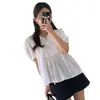 Camisa Corta de Encaje con Cordones Estilo Chic Coreano para Mujer